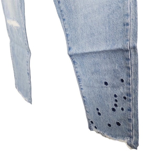 Neon Blonde NWT Size 26 Blue Siren Jeans High Rise Distressed Raw Hem Embroidery - Picture 7 of 14